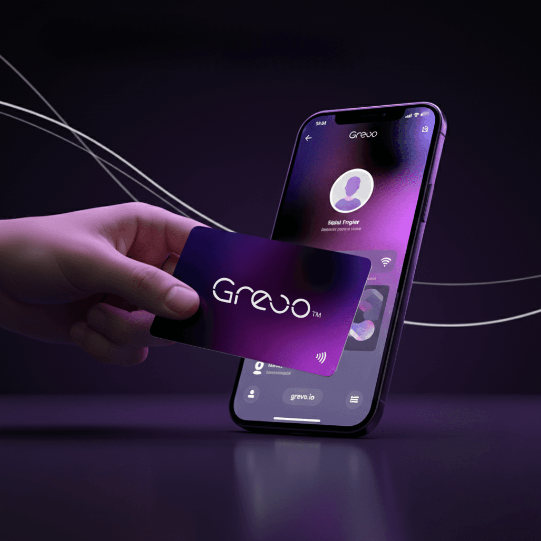 Grevo Galaxy NFC business card in premium PVC and metal