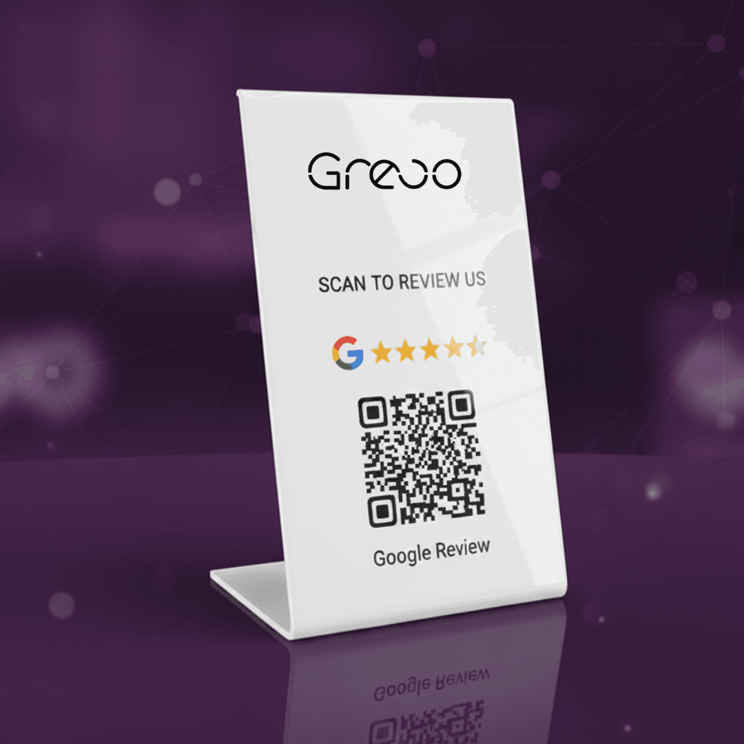 Grevo NFC event display and Google-review stand